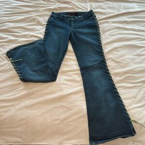 Y2K MUDD LACE-UP LOW RISE FLARE JEANS